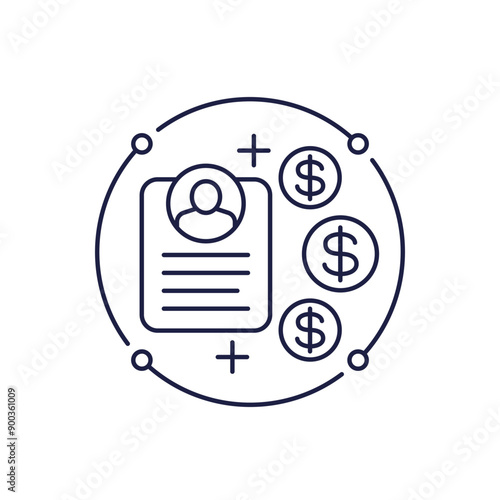 Customer Acquisition Cost icon in line style