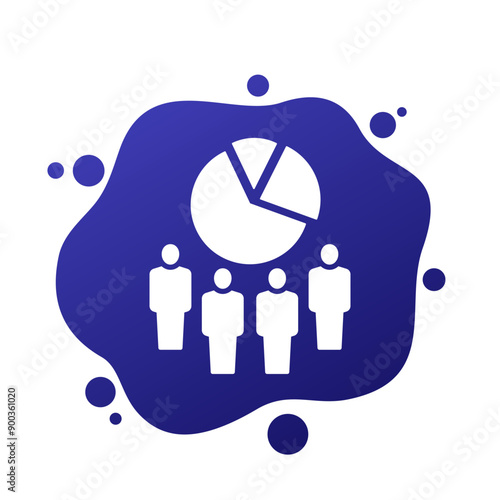 Customer demographics icon, people and pie chart vector