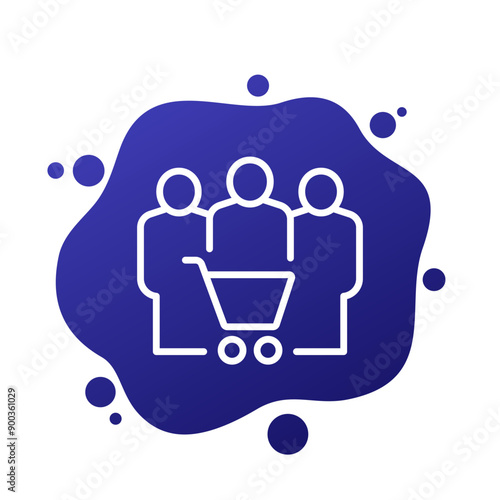 customers or buyers linear icon, vector
