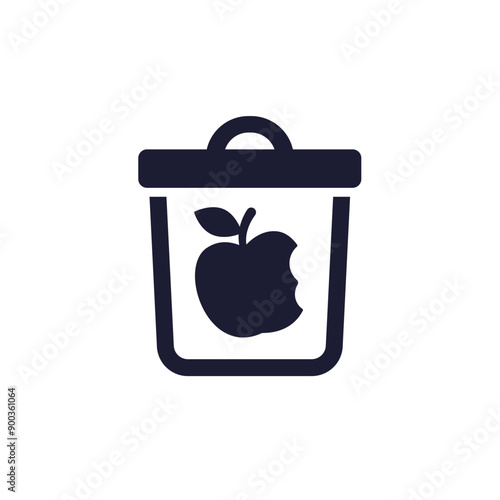 food waste icon with a trash bin, vector pictogram