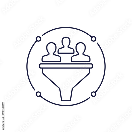 lead generation line icon with customers