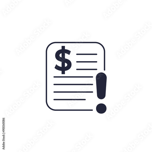 Invoice, unpaid bill, payment error icon