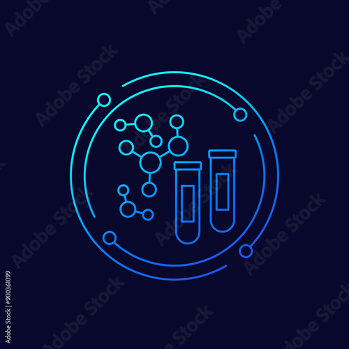 molecules and test tubes icon, linear design