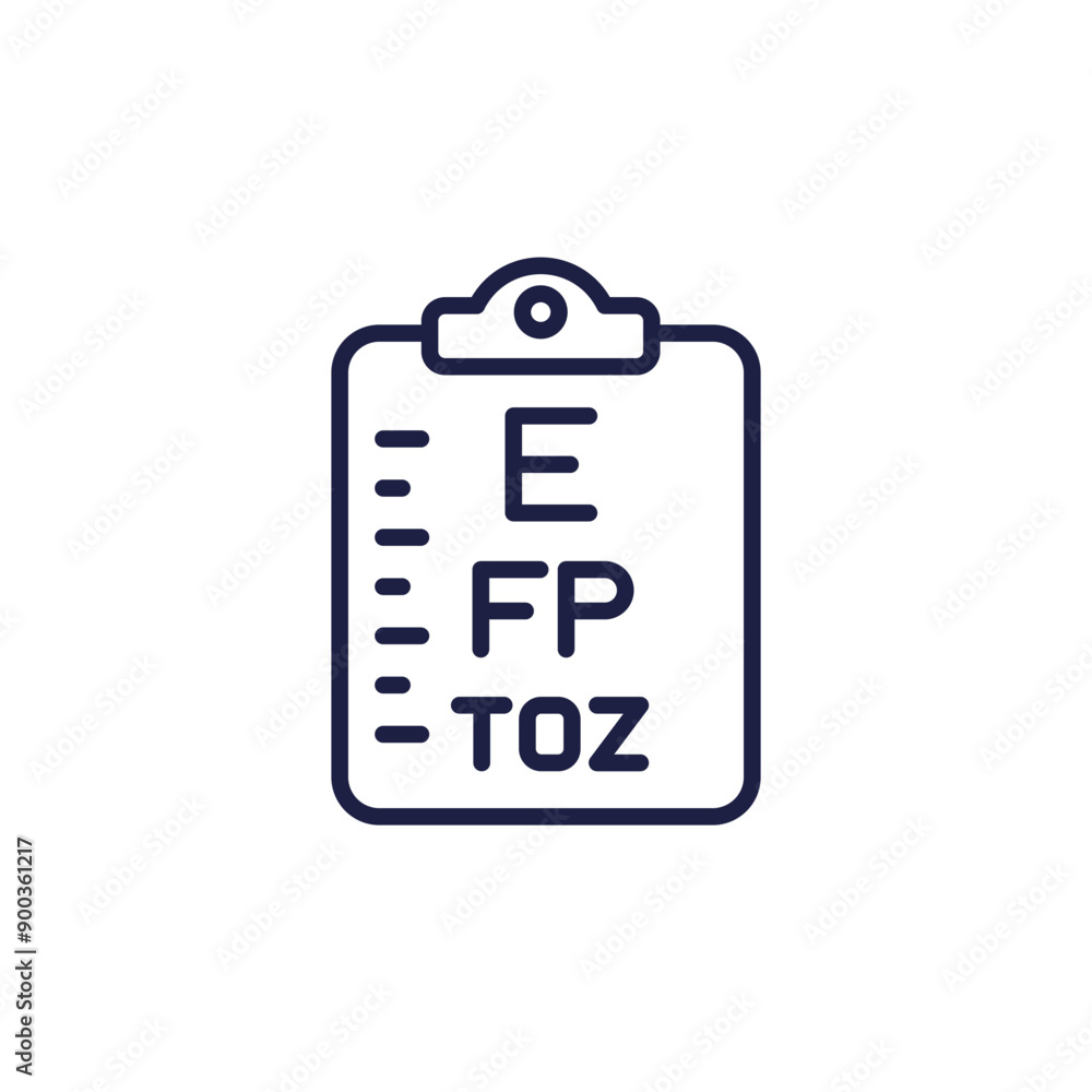 vision acuity and eyesight testing line icon on white vision acuity and eyesight testing line icon on white