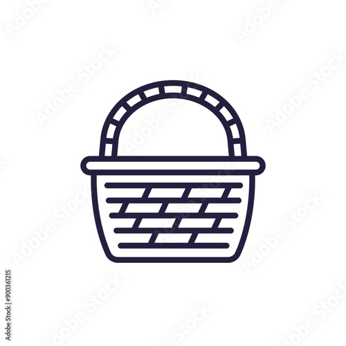 wicker basket line icon on white