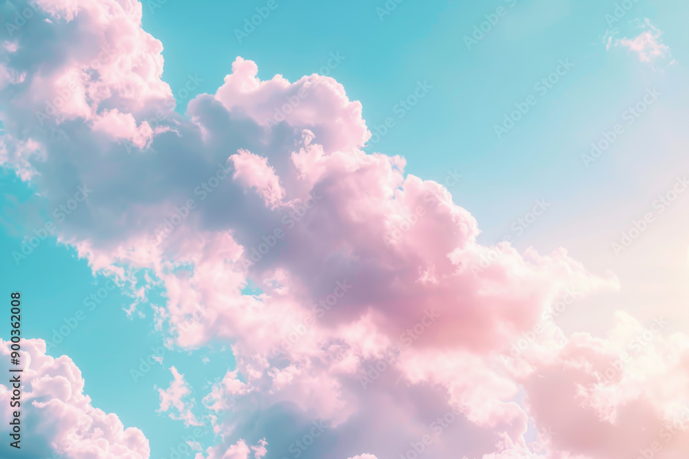 Pink clouds against a turquoise sky creating a dreamy and ethereal atmosphere Pink clouds against a turquoise sky creating a dreamy and ethereal atmosphere