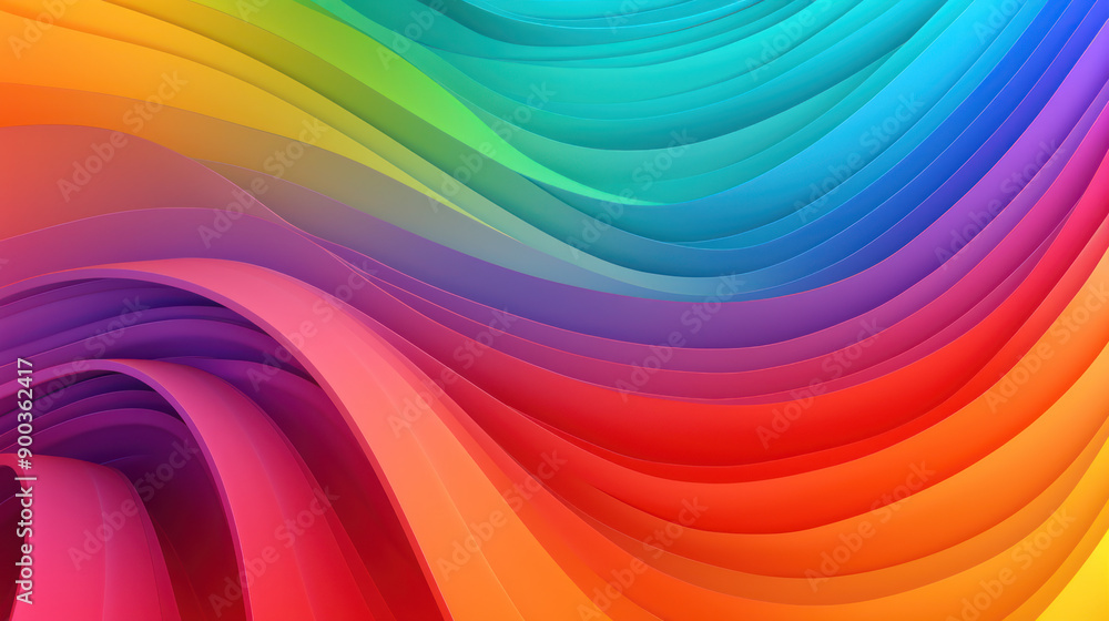 Obraz premium Beautiful spectrum of colors arranged in curved, horizontal bands, resembling a rainbow. Colorful Background.