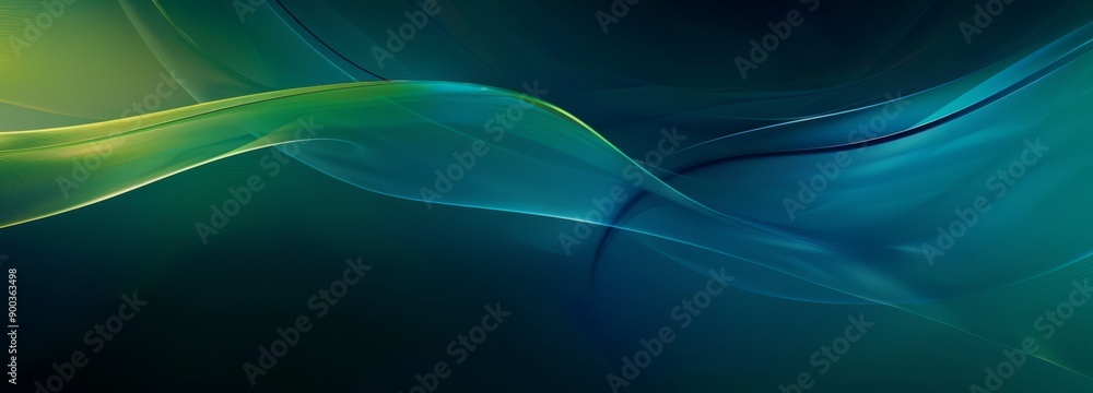 Naklejka premium Green and blue dark gradation background a gentle curve