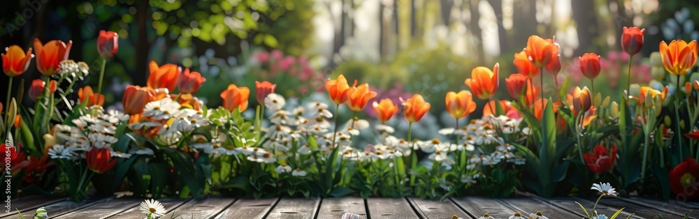 Tranquil Garden Oasis Bursting with Colorful Flowers Tranquil Garden Oasis Bursting with Colorful Flowers