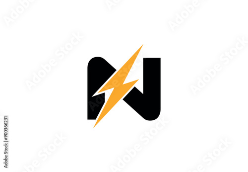 Letter N Electric Logo | N Flash Logo design | N Letter Logo Design with Lighting Thunder Bolt | N Logo Design