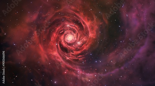 red spiral galaxy with start formation
