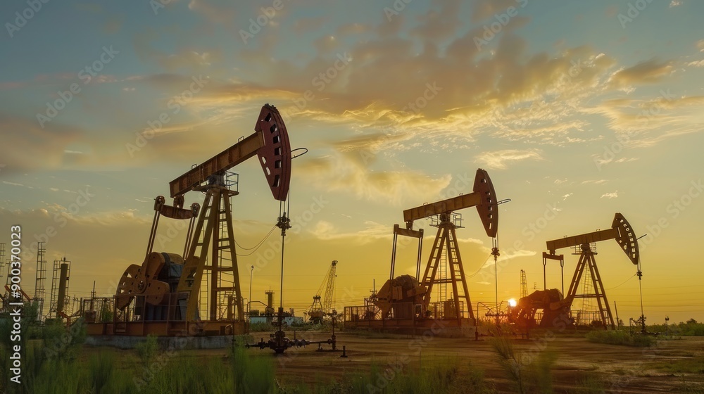 Oil Pumpjacks at Sunset Oil Pumpjacks at Sunset