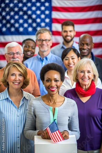 multiethnic American voters participating in the US election, showcasing the concept of choice in a democracy © Tekin