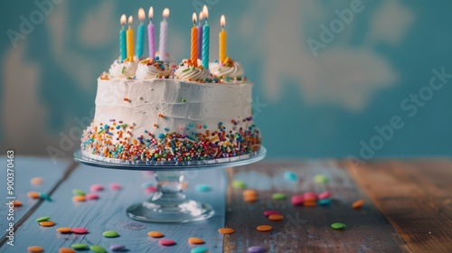 The colorful birthday cake photo