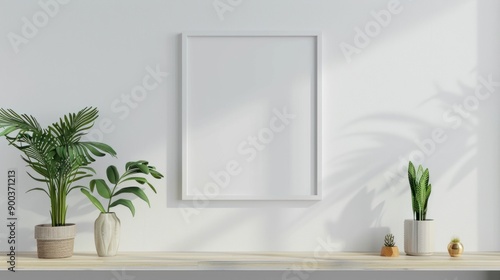 Minimalist Interior Design with White Frame and Plants