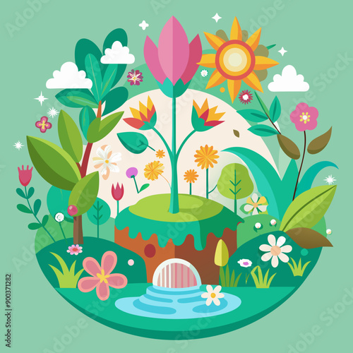 landscape with flowers