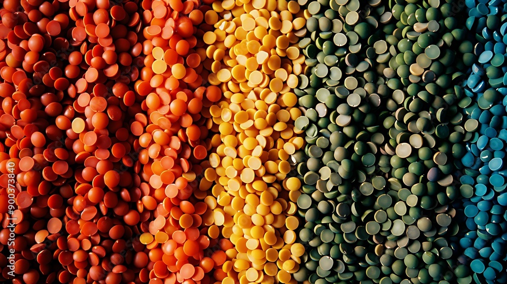 Colorful Lentils Arranged in a Rainbow Pattern. Colorful Lentils Arranged in a Rainbow Pattern.