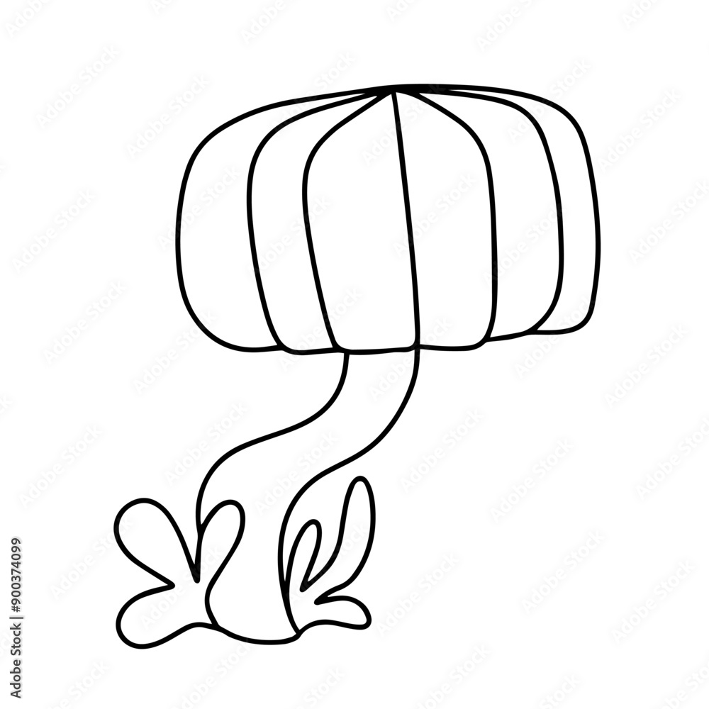 Vector doodle of fantasy mushroom. Outline drawing of a cartoon mushroom. Element for design Vector doodle of fantasy mushroom. Outline drawing of a cartoon mushroom. Element for design