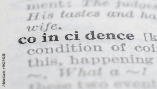 Coincidence definition in the dictionary close-up, shallow depth of field and selective focus.