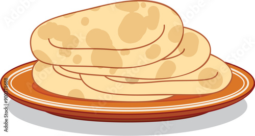 Stack of traditional south asian unleavened flatbread served on a plate