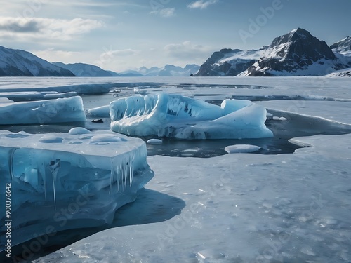 Greenland ice sheet. Climate Change. Iceberg afrom glacier in arctic nature landscape on Greenland photo