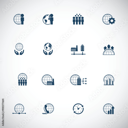 Universal business management and human resources icon set. Universal icons for web and mobile. Vector.	
