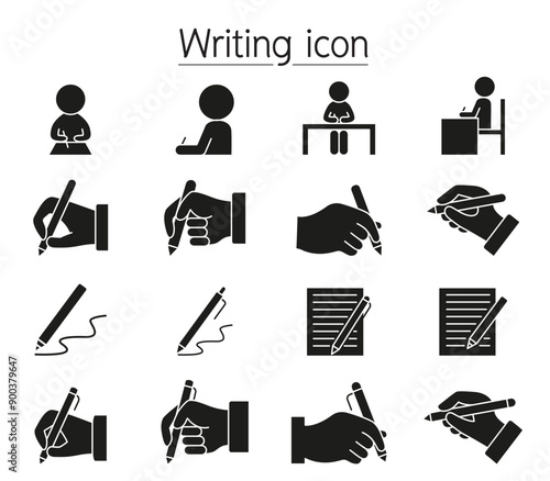 Writing icon set in glyph style