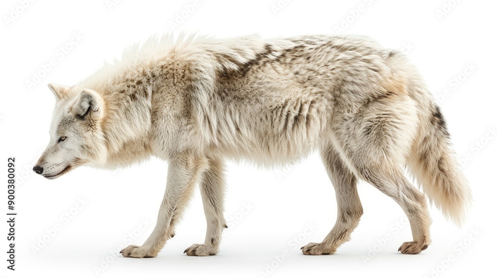 Fototapeta premium white arctic wolf isolated on white background