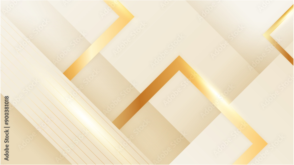 Obraz premium Elegant cream shade background with line golden elements