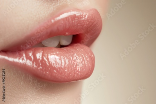 beautiful plump lips, close-up photo