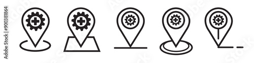 location medical icon. health location icon line vector design illustration template