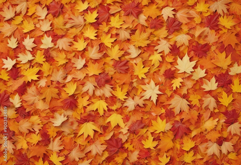 Autumn leaves cascading across a modern, vibrant orange background Autumn leaves cascading across a modern, vibrant orange background