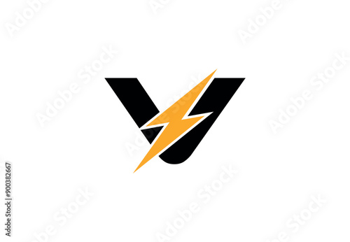 Letter V Electric Logo | V Flash Logo design | V Letter Logo Design with Lighting Thunder Bolt | V Logo Design