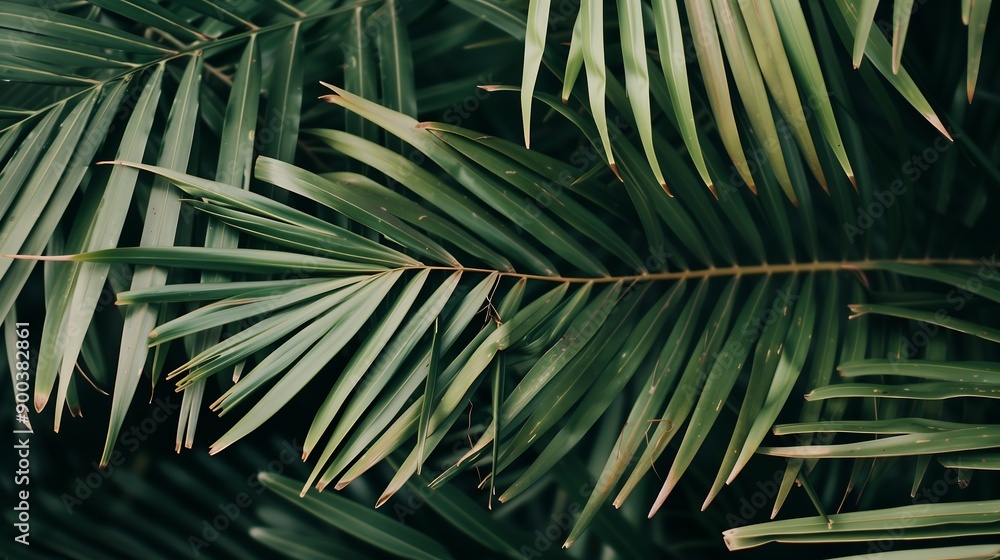 overlapping palm leaves creating dense foliage