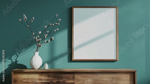 Wallpaper Mural Interior Mockup: TV Cabinet and Stylish Decor in Modern Living Room Torontodigital.ca