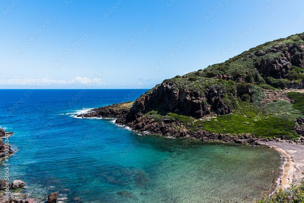 Fototapeta premium Beautiful landscape view of the beach Cala Ostina, Sardinia, Italy. Beach is located near a small town Castelsardo. 