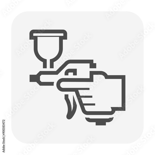 Spray paint, airbrush gun vector icon. Sprayer kit tool for painter or professional to graffiti painting artwork, color paint or coating on auto car, furniture cabinet, house by air pressure.