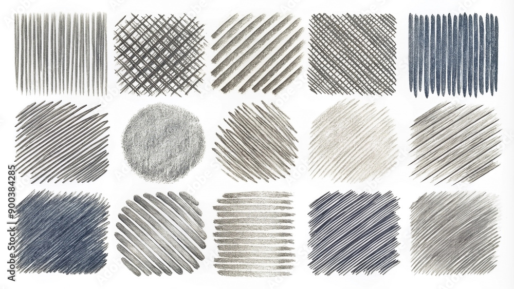 textured graphite pencil hatching strokes on a transparent background ...