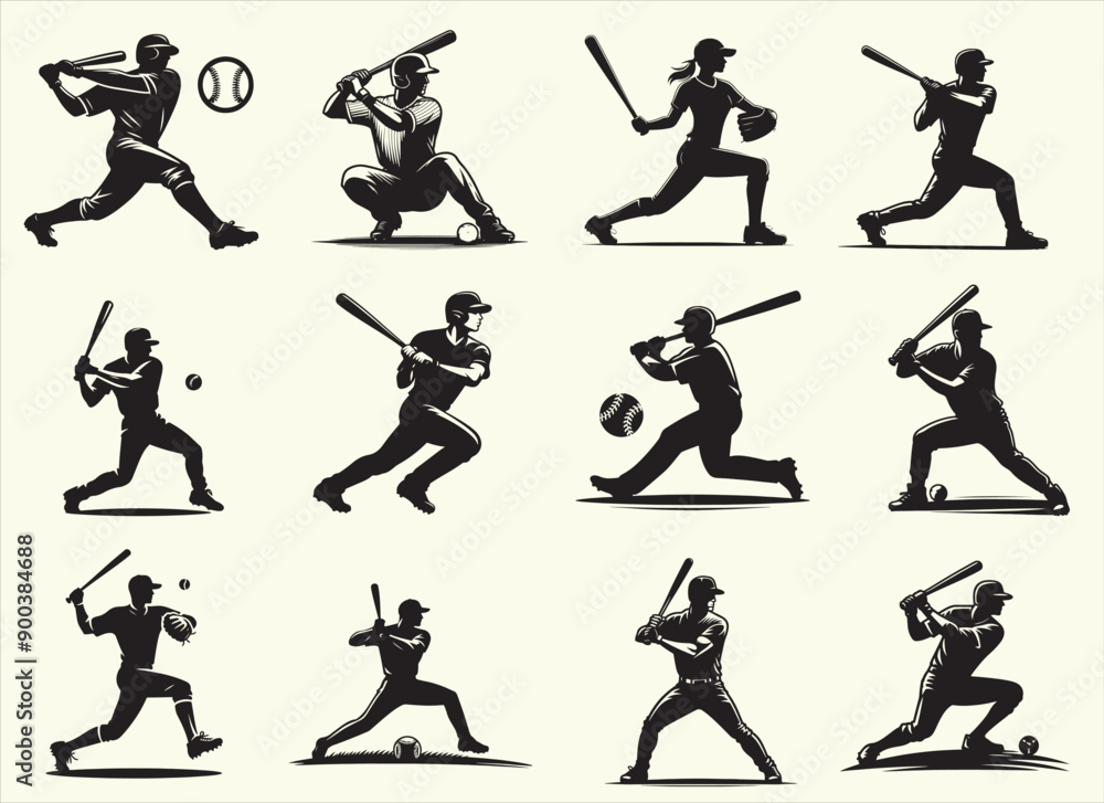 Baseball Player Silhouette Vector Illustration Baseball Player Silhouette Vector Illustration