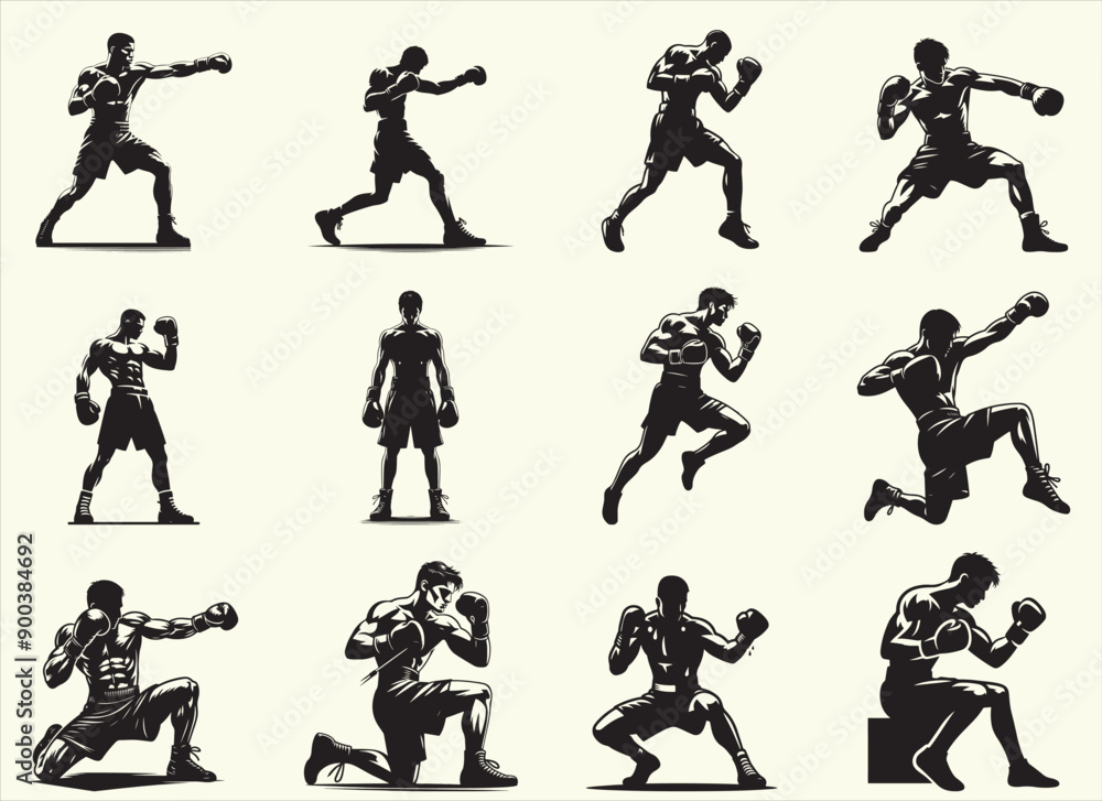 Boxing Player Silhouette Vector Illustration