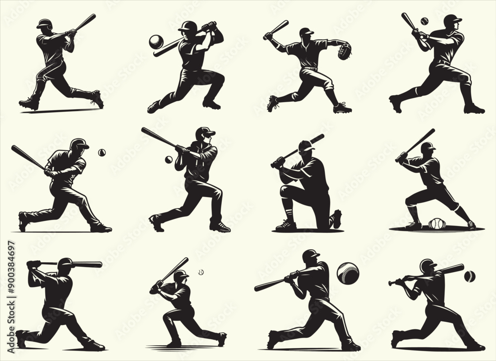 Baseball Player Silhouette Vector Illustration Baseball Player Silhouette Vector Illustration
