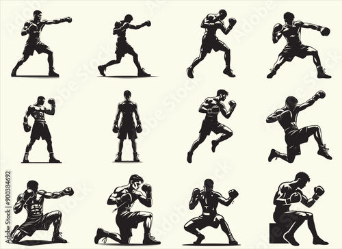 Boxing Player Silhouette Vector Illustration