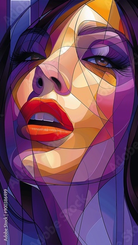 Abstract illustration of a woman's face with vibrant colors