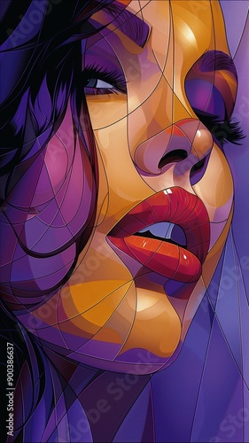 Abstract illustration of a woman's face with vibrant colors