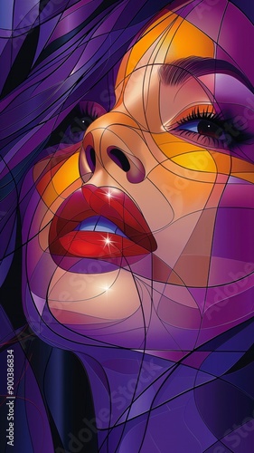 Abstract illustration of a woman's face with vibrant colors