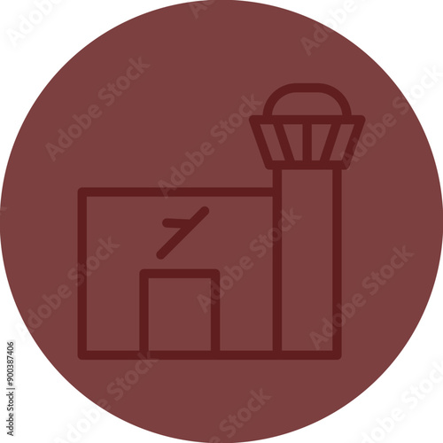 Airport Vector Line Maroon Circle Maroon
