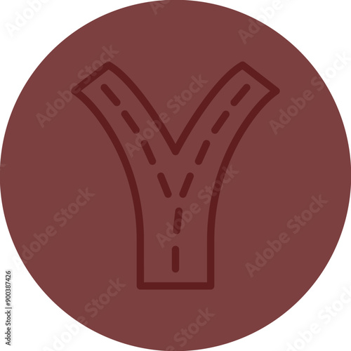 Road Split Vector Line Maroon Circle Maroon