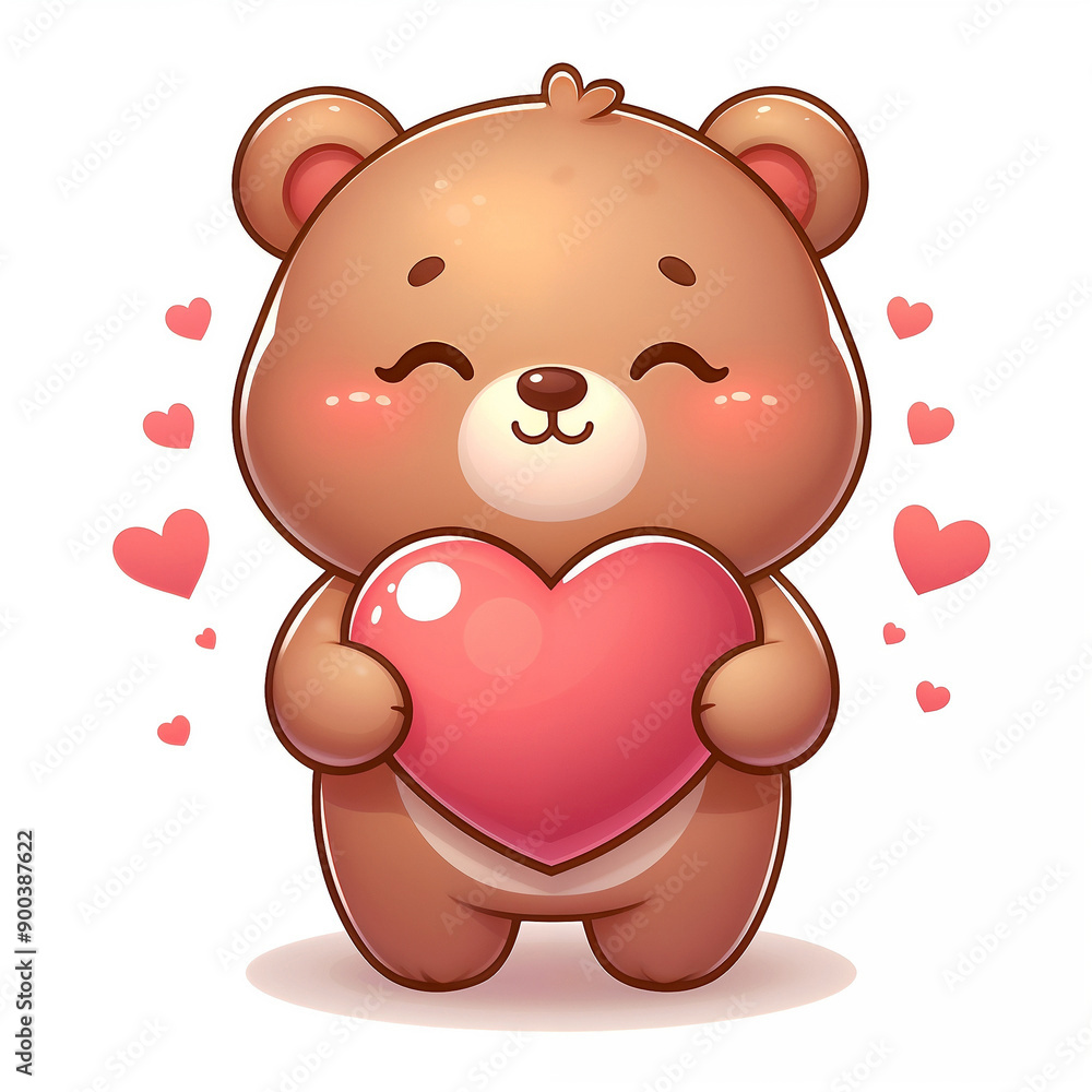 Cute cartoon teddy bear on white background. AI Cute cartoon teddy bear on white background. AI