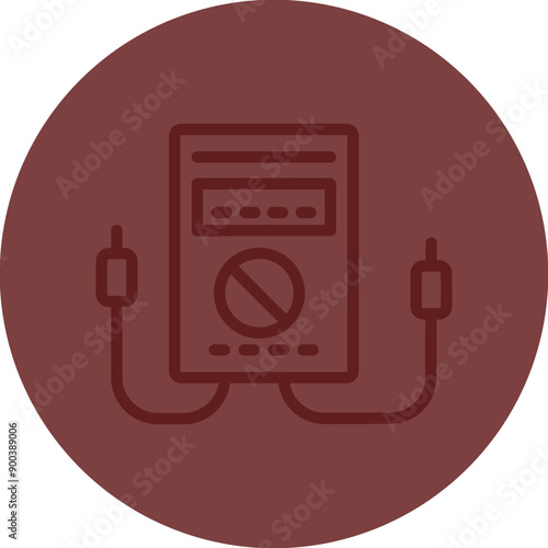 Voltmeter Vector Line Maroon Circle Maroon