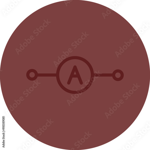 Ammeter Vector Line Maroon Circle Maroon